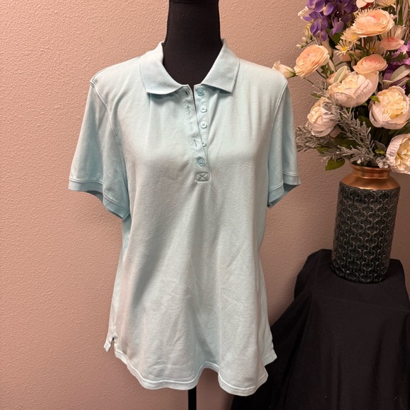 croft & barrow Tops - Croft & Barrow Aqua Blue Stretch Polo Shirt XL Short Sleeve Casual Golf Top